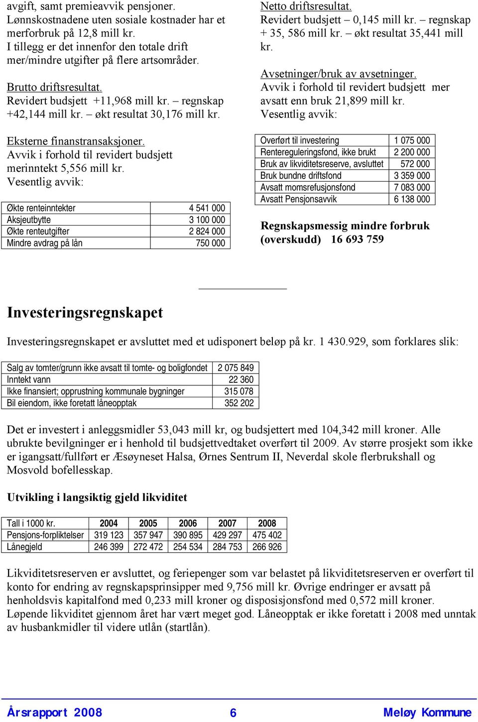 Avvik i forhold til revidert budsjett merinntekt 5,556 mill kr.