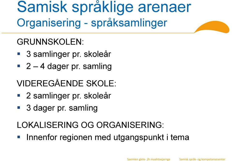 samling VIDEREGÅENDE SKOLE: 2 samlinger pr. skoleår 3 dager pr.