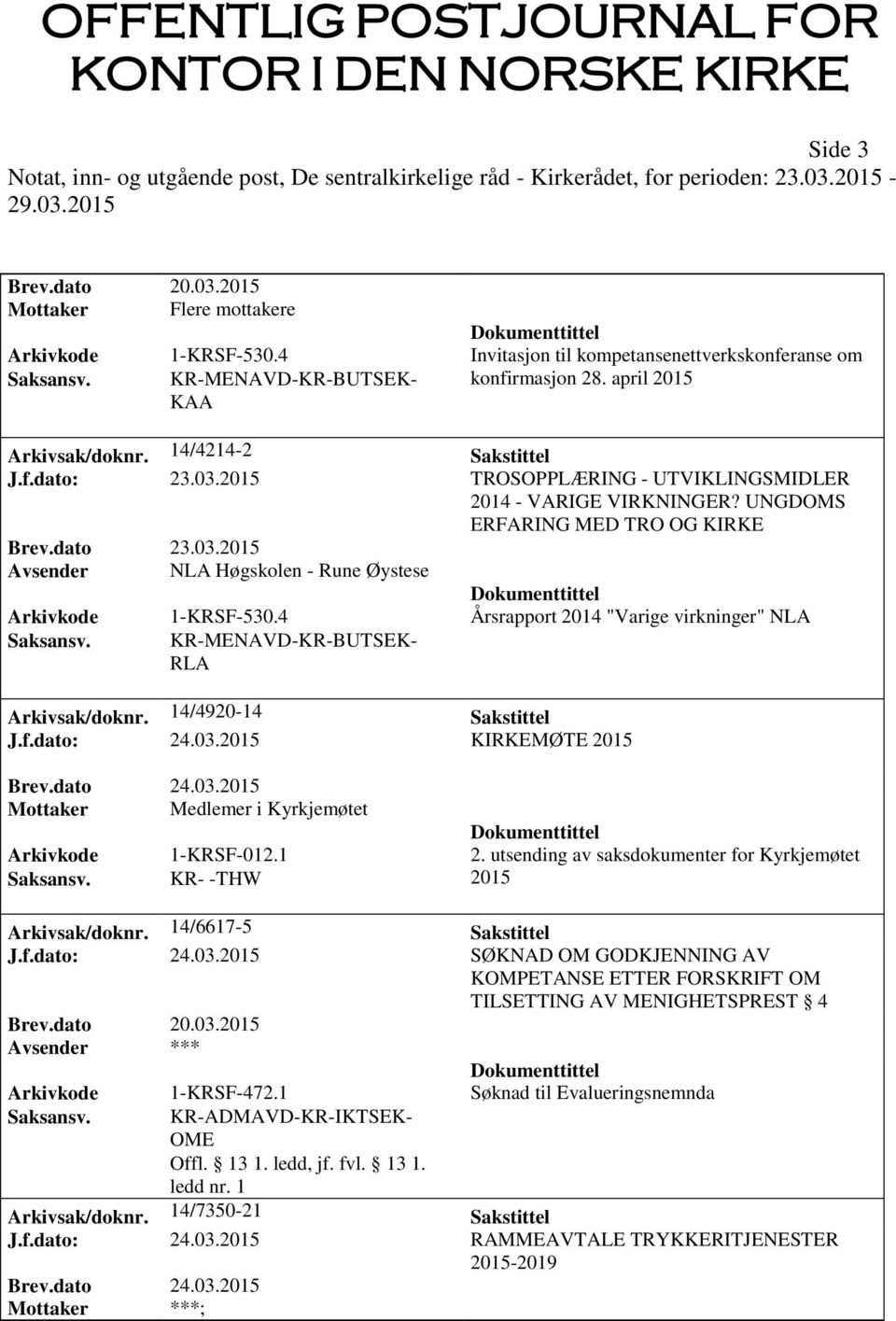 4 Årsrapport 2014 "Varige virkninger" NLA Saksansv. KR-MENAVD-KR-BUTSEK- RLA Arkivsak/doknr. 14/4920-14 Sakstittel J.f.dato: 24.03.