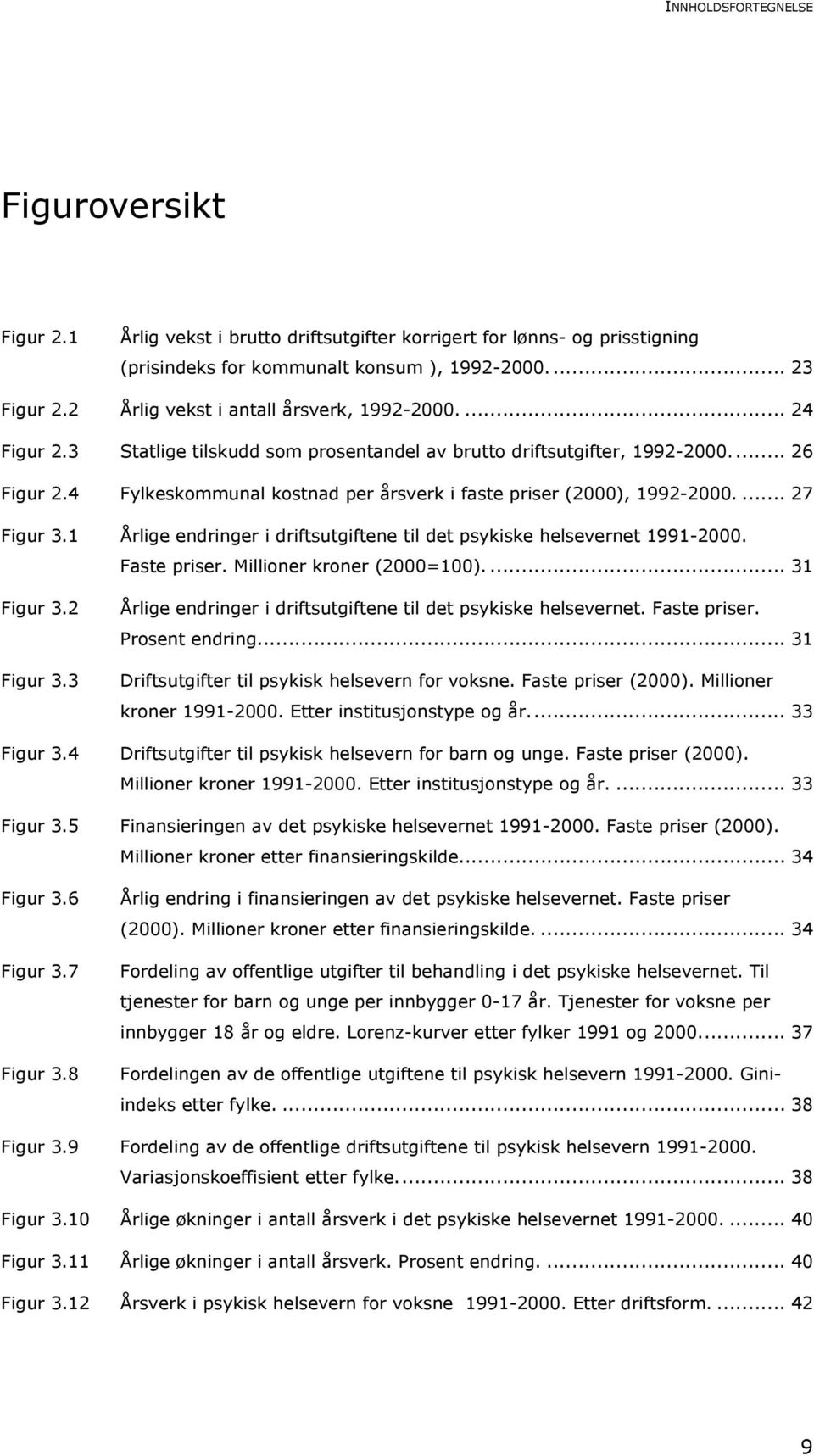 4 Fylkeskommunal kostnad per årsverk i faste priser (2000), 1992-2000.... 27 Figur 3.1 Årlige endringer i driftsutgiftene til det psykiske helsevernet 1991-2000. Faste priser.