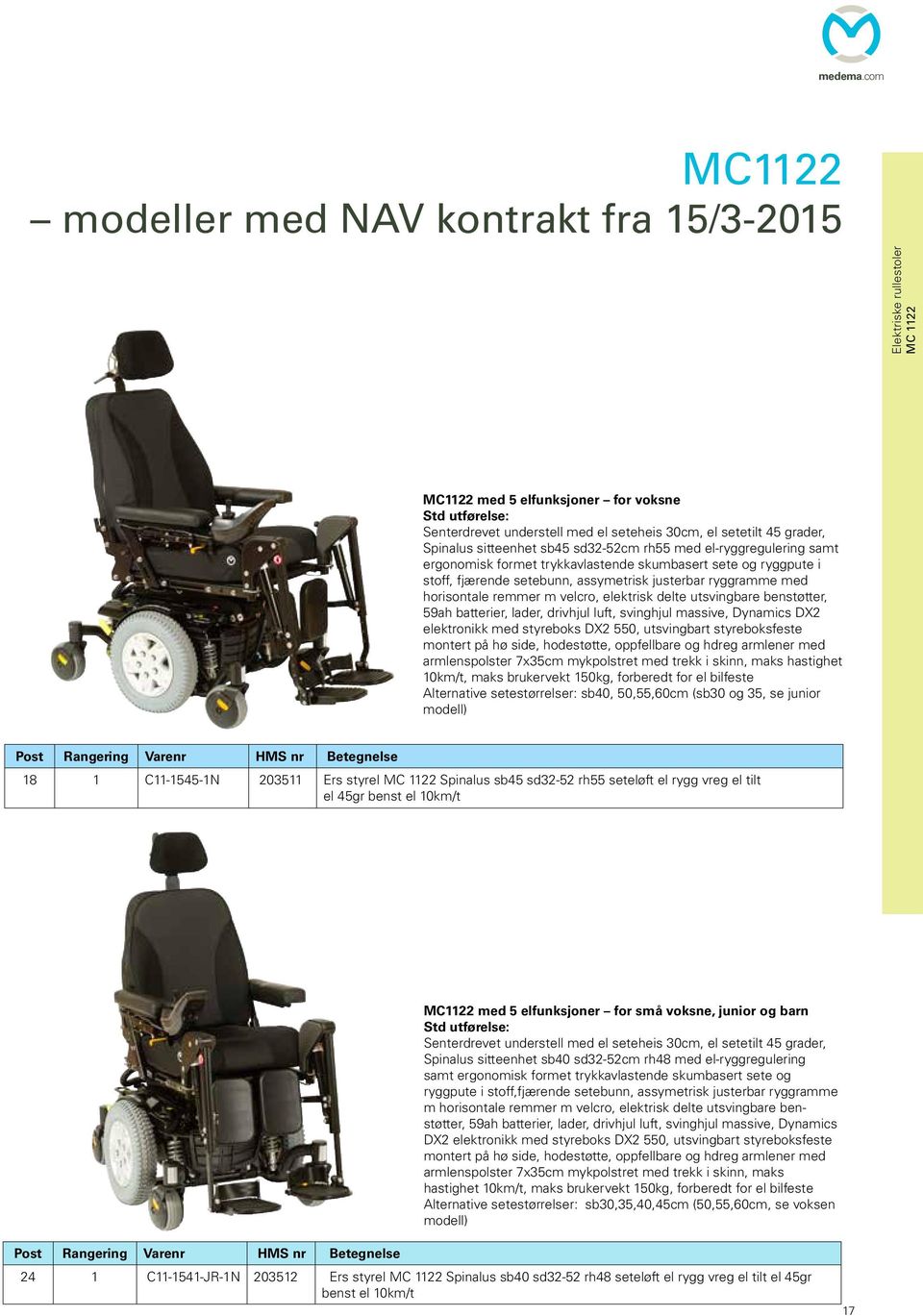 sd32-52cm rh55 med el-ryggregulering samt ergonomisk formet trykkavlastende skumbasert sete og ryggpute i stoff, fjærende setebunn, assymetrisk justerbar ryggramme med horisontale remmer m velcro,