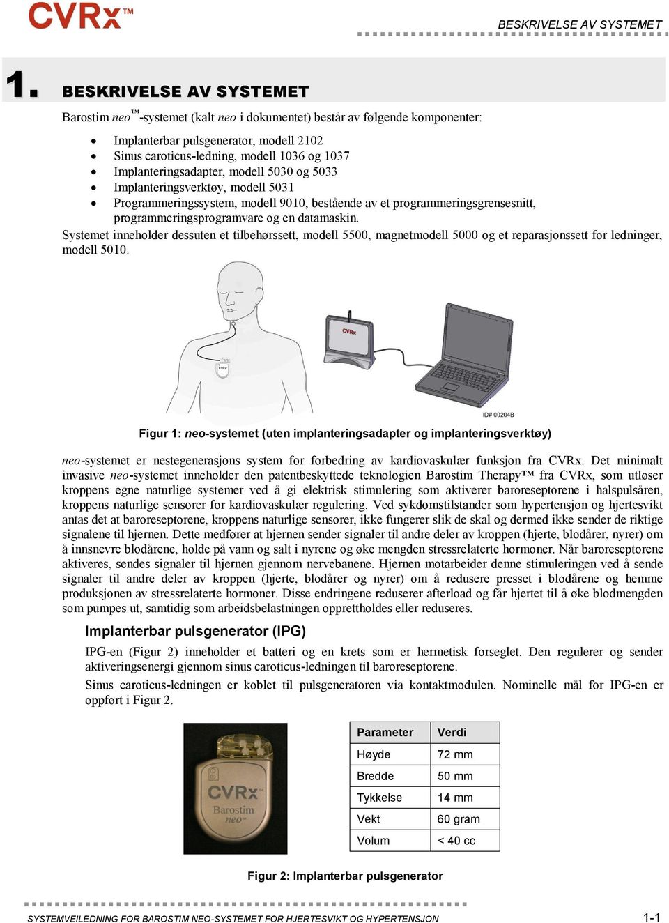 Implanteringsadapter, modell 5030 og 5033 Implanteringsverktøy, modell 5031 Programmeringssystem, modell 9010, bestående av et programmeringsgrensesnitt, programmeringsprogramvare og en datamaskin.