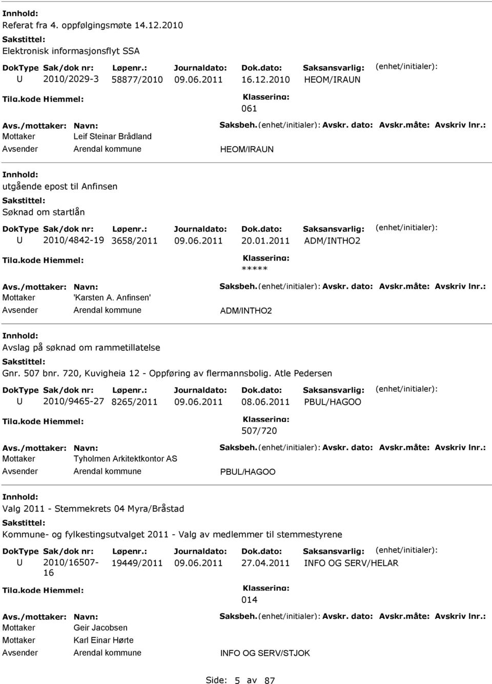 : Mottaker 'Karsten A. Anfinsen' ADM/NTHO2 Avslag på søknad om rammetillatelse Gnr. 507 bnr. 720, Kuvigheia 12 - Oppføring av flermannsbolig. Atle Pedersen 2010/9465-27 8265/2011 08.06.