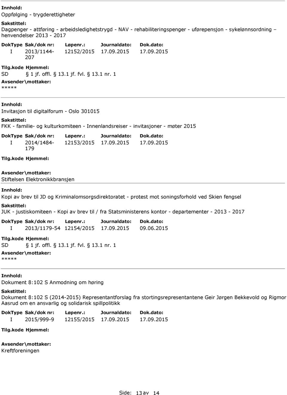 1 ***** nvitasjon til digitalforum - Oslo 301015 FKK - familie- og kulturkomiteen - nnenlandsreiser - invitasjoner - møter 2015 2014/1484-179 12153/2015 Stiftelsen Elektronikkbransjen Kopi av brev