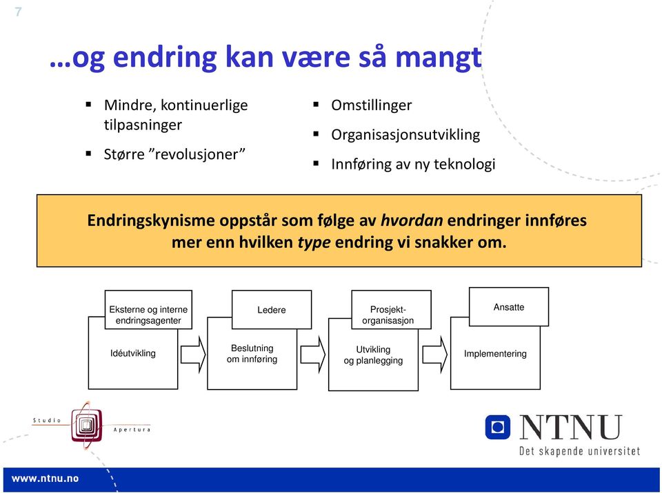 endringer innføres mer enn hvilken type endring vi snakker om.