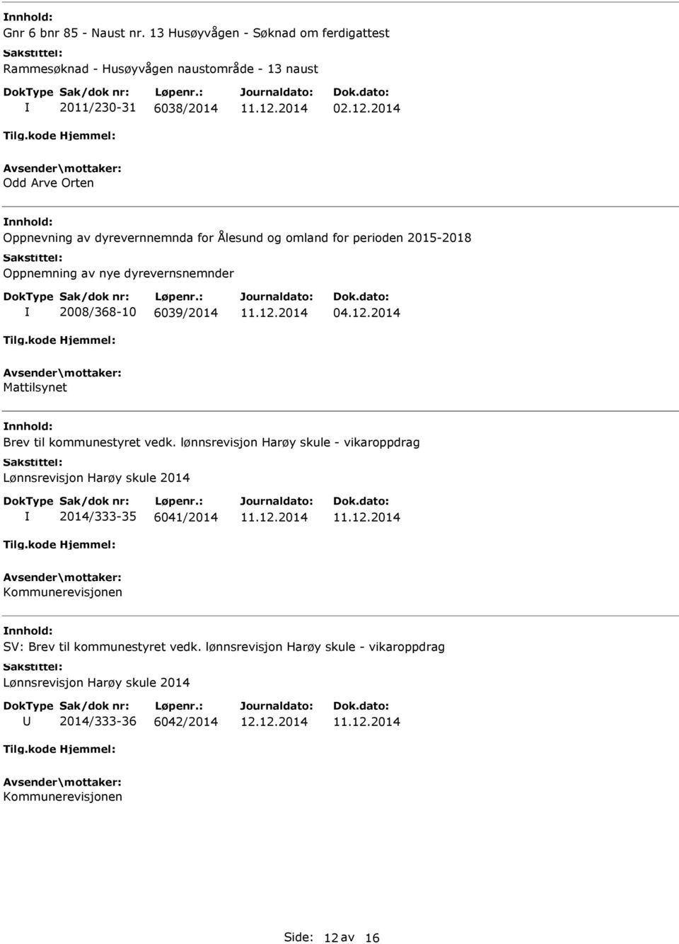 12.2014 Mattilsynet Brev til kommunestyret vedk.