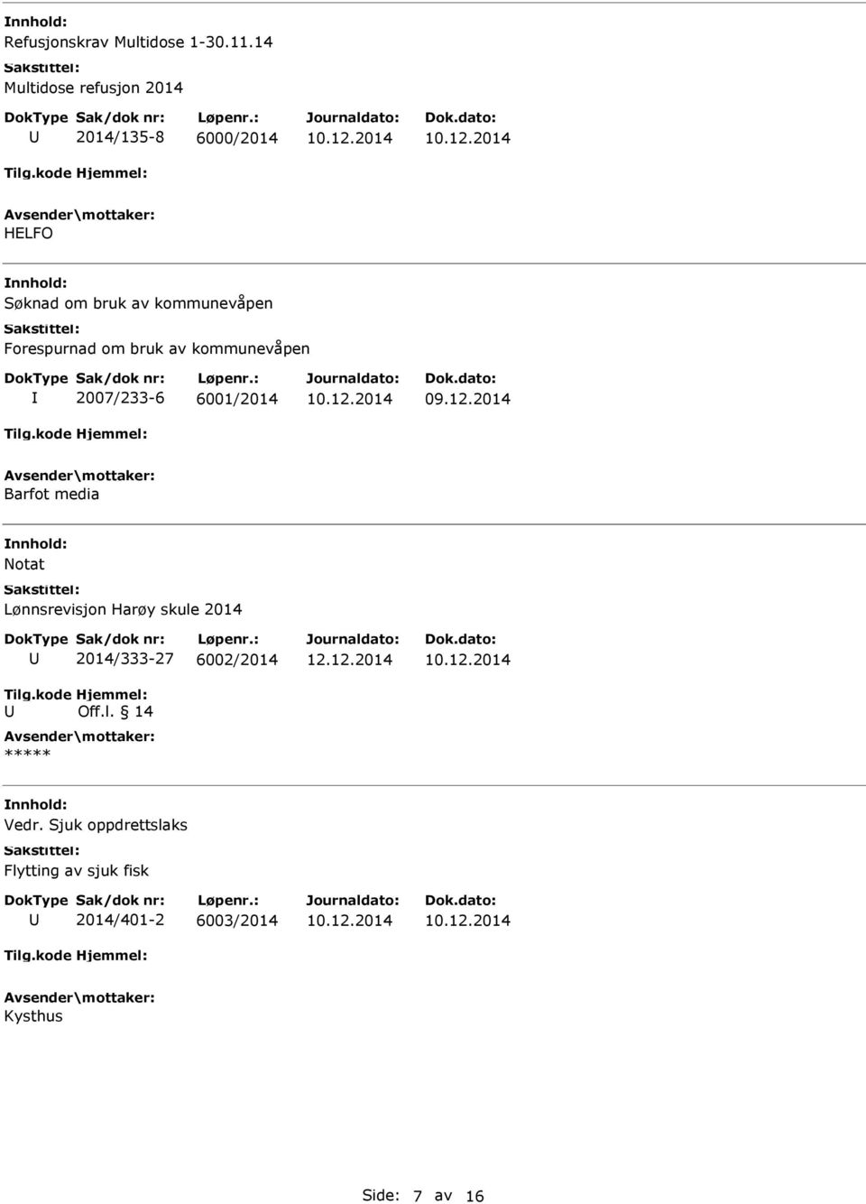 Forespurnad om bruk av kommunevåpen 2007/233-6 6001/2014 Barfot media Notat