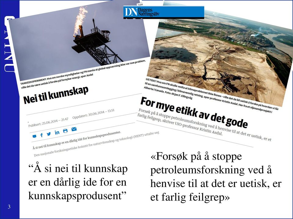 stoppe petroleumsforskning ved å henvise