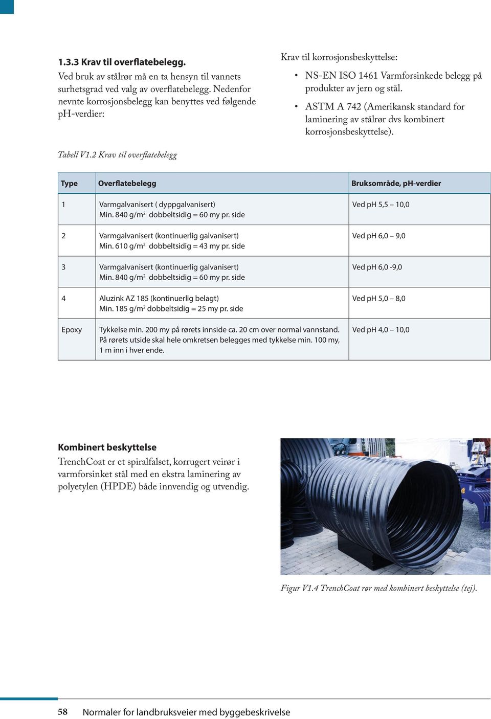 ASTM A 742 (Amerikansk standard for laminering av stålrør dvs kombinert korrosjonsbeskyttelse). Tabell V1.