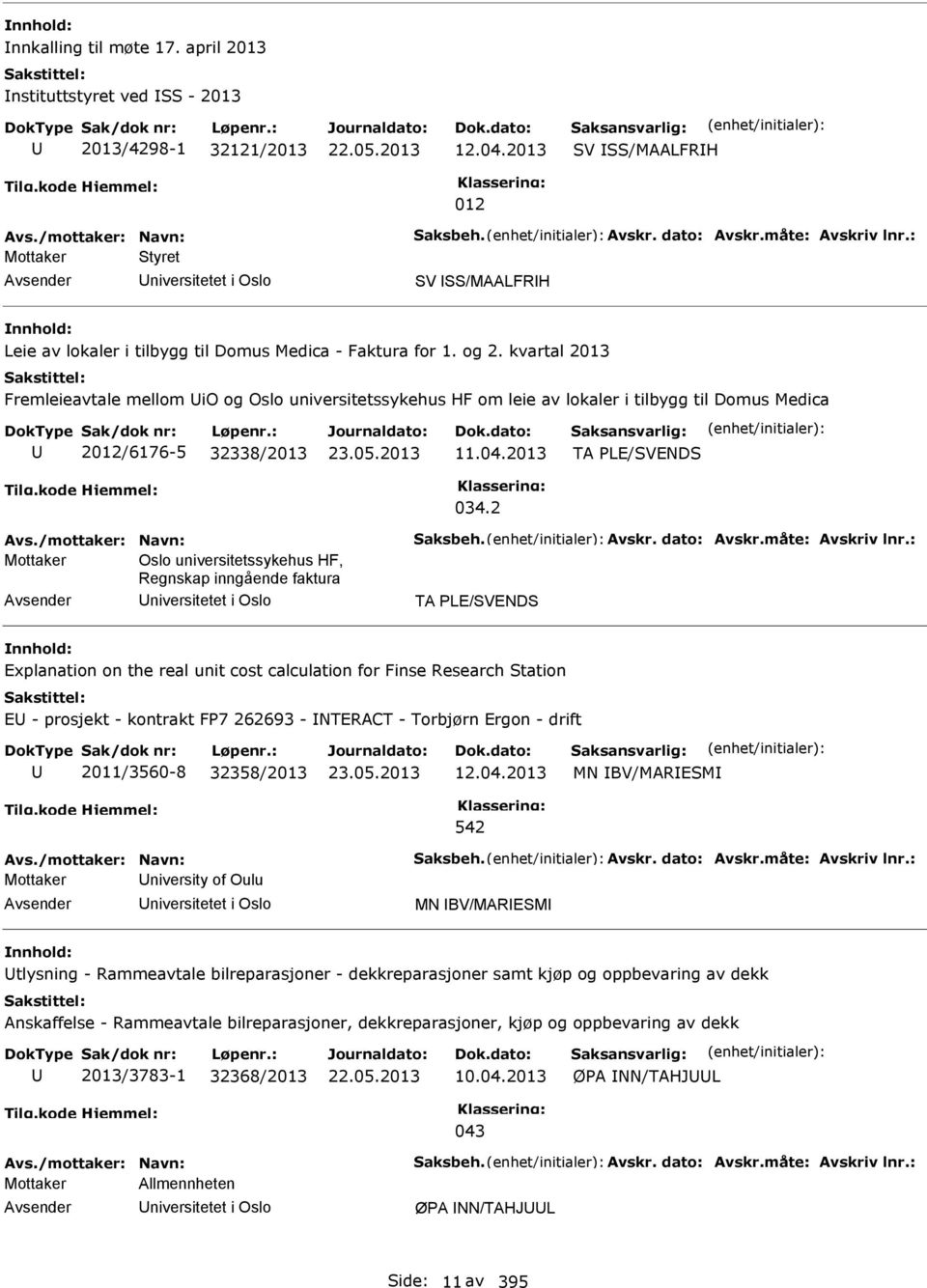 kvartal 2013 Fremleieavtale mellom io og Oslo universitetssykehus HF om leie av lokaler i tilbygg til Domus Medica 2012/6176-5 32338/2013 11.04.2013 TA PLE/EDS 034.