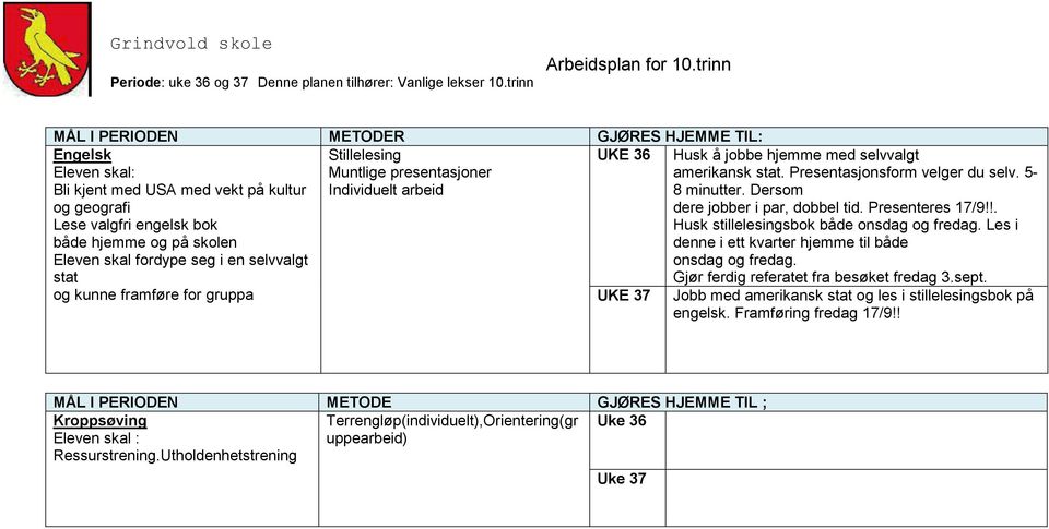 Dersom dere jobber i par, dobbel tid. Presenteres 17/9!!. Husk stillelesingsbok både onsdag og fredag. Les i denne i ett kvarter hjemme til både onsdag og fredag.