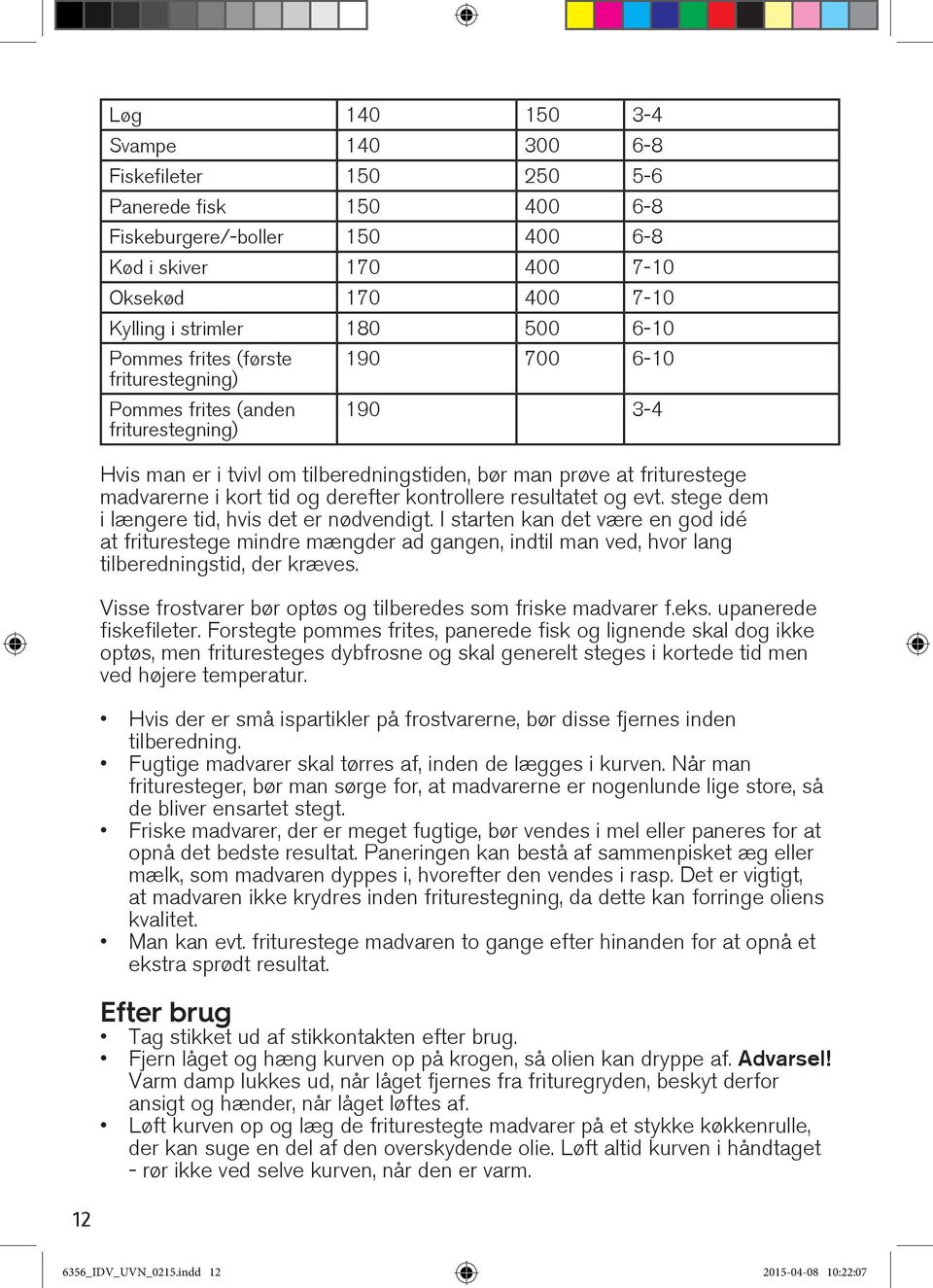 derefter kontrollere resultatet og evt. stege dem i længere tid, hvis det er nødvendigt.