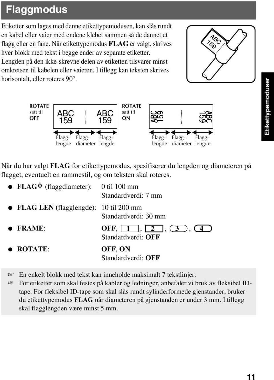 I tillegg kan teksten skrives horisontalt, eller roteres 90.