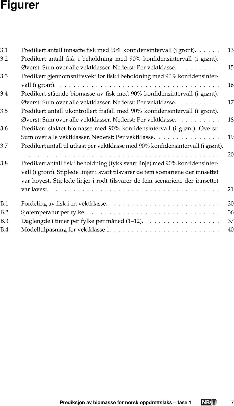 4 Predikert stående biomasse av fisk med 90% konfidensintervall (i grønt). Øverst: Sum over alle vektklasser. Nederst: Per vektklasse.......... 17 3.