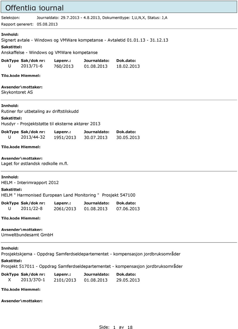 2013 Skykontoret AS Rutiner for utbetaling av driftstilskudd Husdyr - Prosjektstøtte til eksterne aktører 2013 2013/44-32 1951/2013 30.05.2013 Laget for østlandsk rødkolle m.fl.