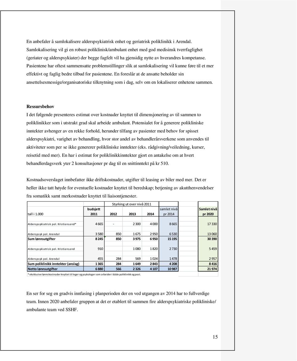 Pasientene har oftest sammensatte problemstillinger slik at samlokalisering vil kunne føre til et mer effektivt og faglig bedre tilbud for pasientene.