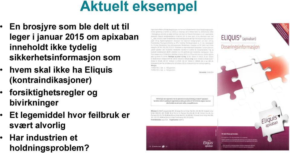 ha Eliquis (kontraindikasjoner) forsiktighetsregler og bivirkninger Et