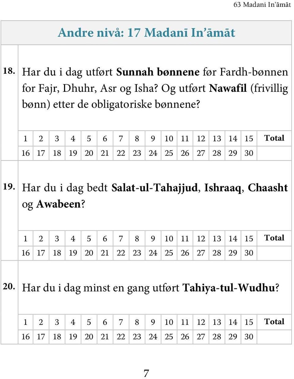 Isha? Og utført Nawafil (frivillig bønn) etter de obligatoriske bønnene? 19.