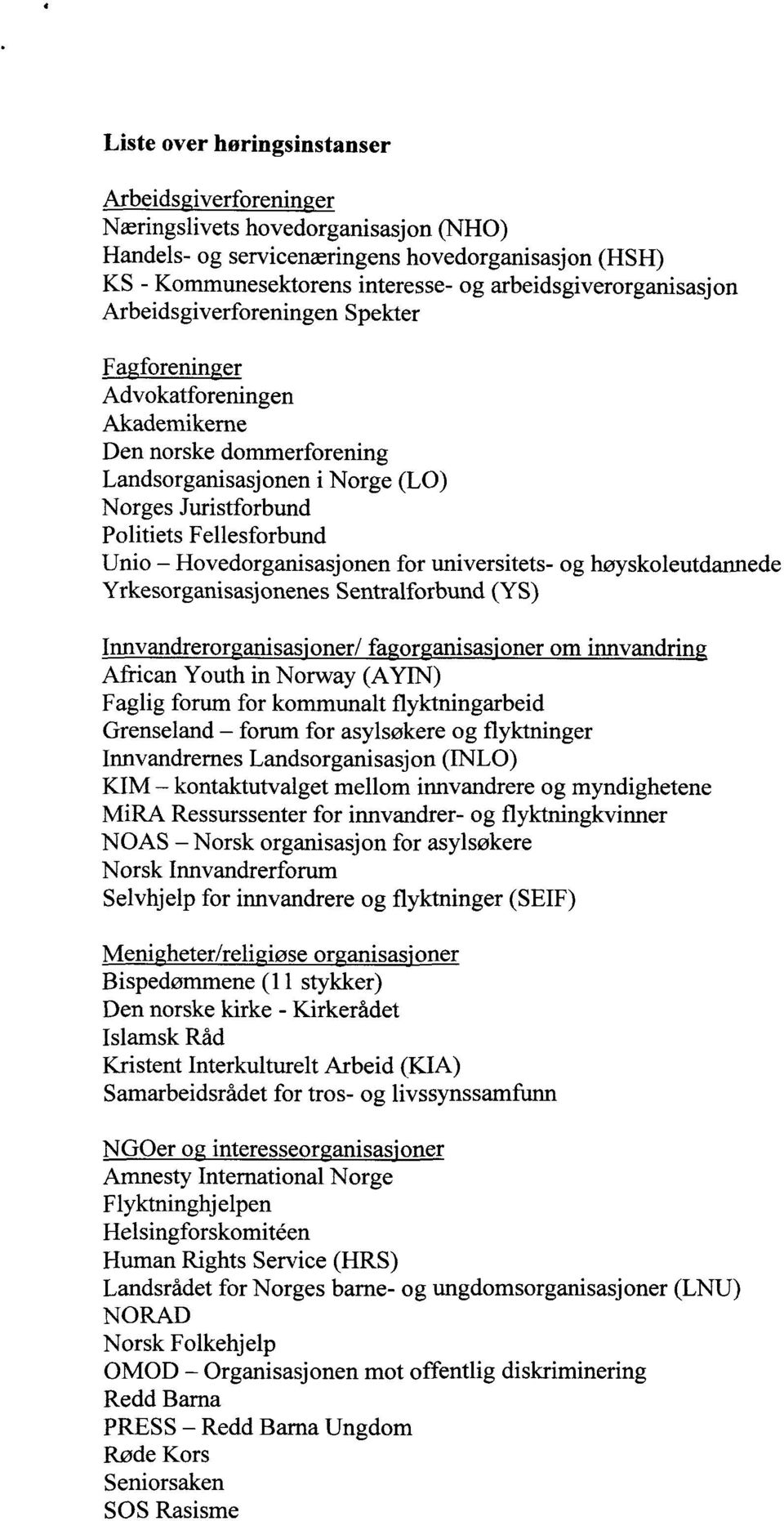 Fellesforbund Unio Hovedorganisasjonen for universitets- og høyskoleutdannede Yrkesorganisasjonenes Sentralforbund (YS) Innvandreror anisas'oner/ fa or anisas'oner om innvandrin African Youth in