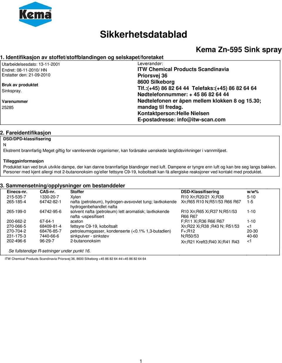 :(+45) 86 82 64 44 Telefaks:(+45) 86 82 64 64 Nødtelefonnummer: + 45 86 82 64 44 Nødtelefonen er åpen mellem klokken 8 og 15.30; mandag til fredag.