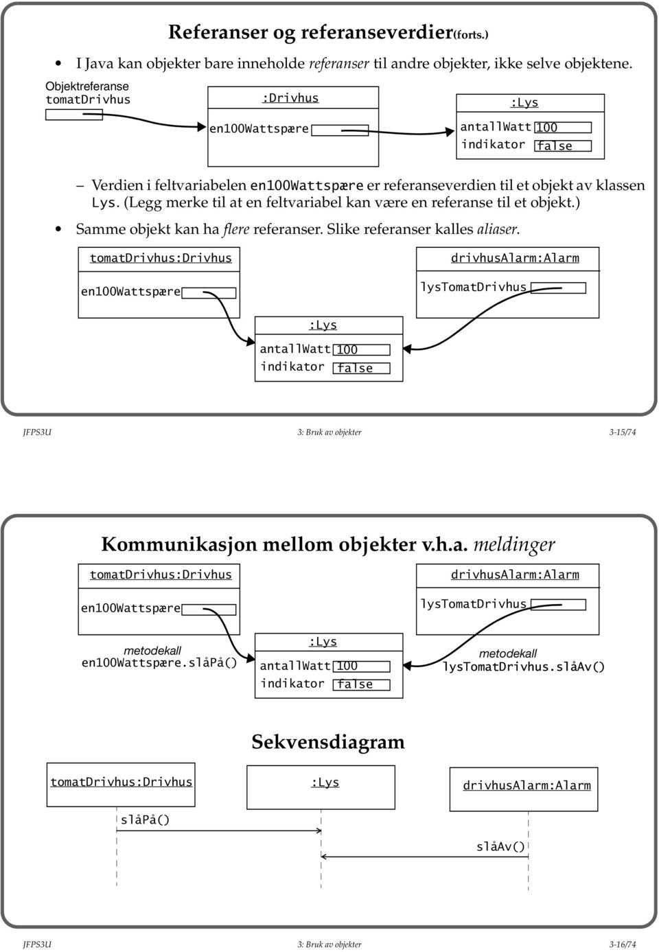 (Legg merke til at en feltvariabel kan være en referanse til et objekt.) Samme objekt kan ha flere referanser. Slike referanser kalles aliaser.