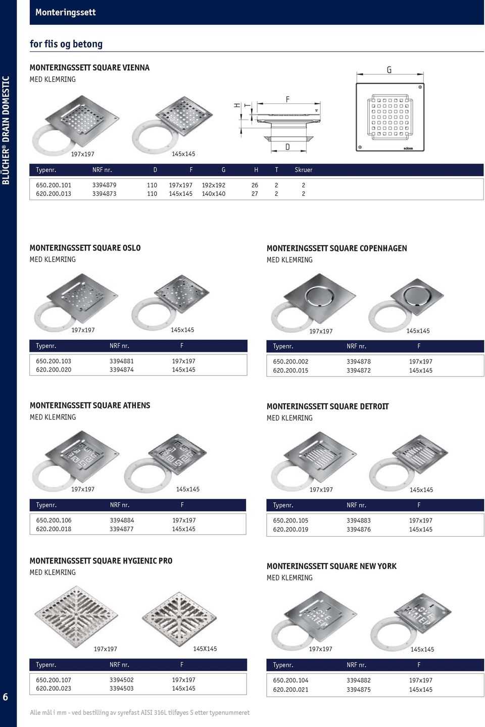 013 3394873 110 145x145 140x140 27 2 2 MONTERINGSSETT SQUARE OSLO MED KLEMRING MONTERINGSSETT SQUARE COPENHAGEN MED KLEMRING 197x197 145x145 197x197 145x145 F 650.200.103 3394881 197x197 620.200.020 3394874 145x145 F 650.