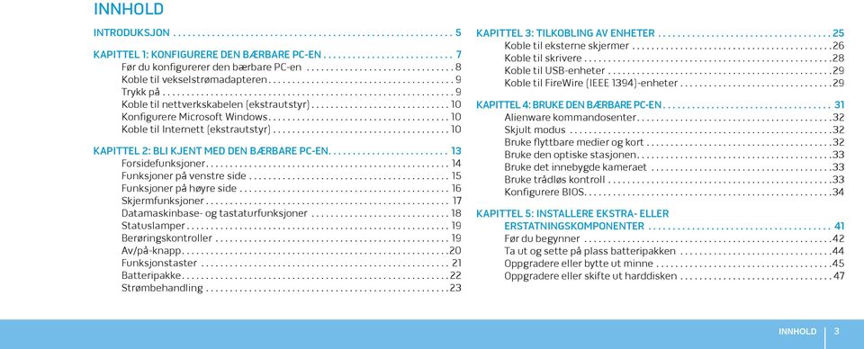 ... 13 Forsidefunksjoner....14 Funksjoner på venstre side...15 Funksjoner på høyre side...16 Skjermfunksjoner... 17 Datamaskinbase- og tastaturfunksjoner...18 Statuslamper...19 Berøringskontroller.