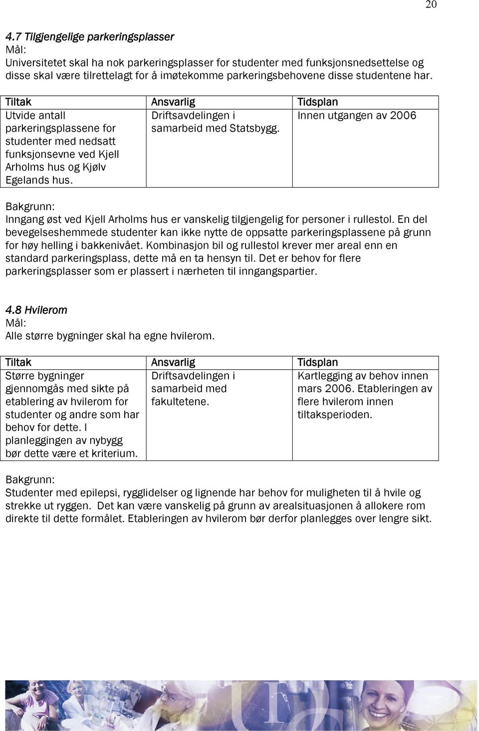 Innen utgangen av 2006 Bakgrunn: Inngang øst ved Kjell Arholms hus er vanskelig tilgjengelig for personer i rullestol.