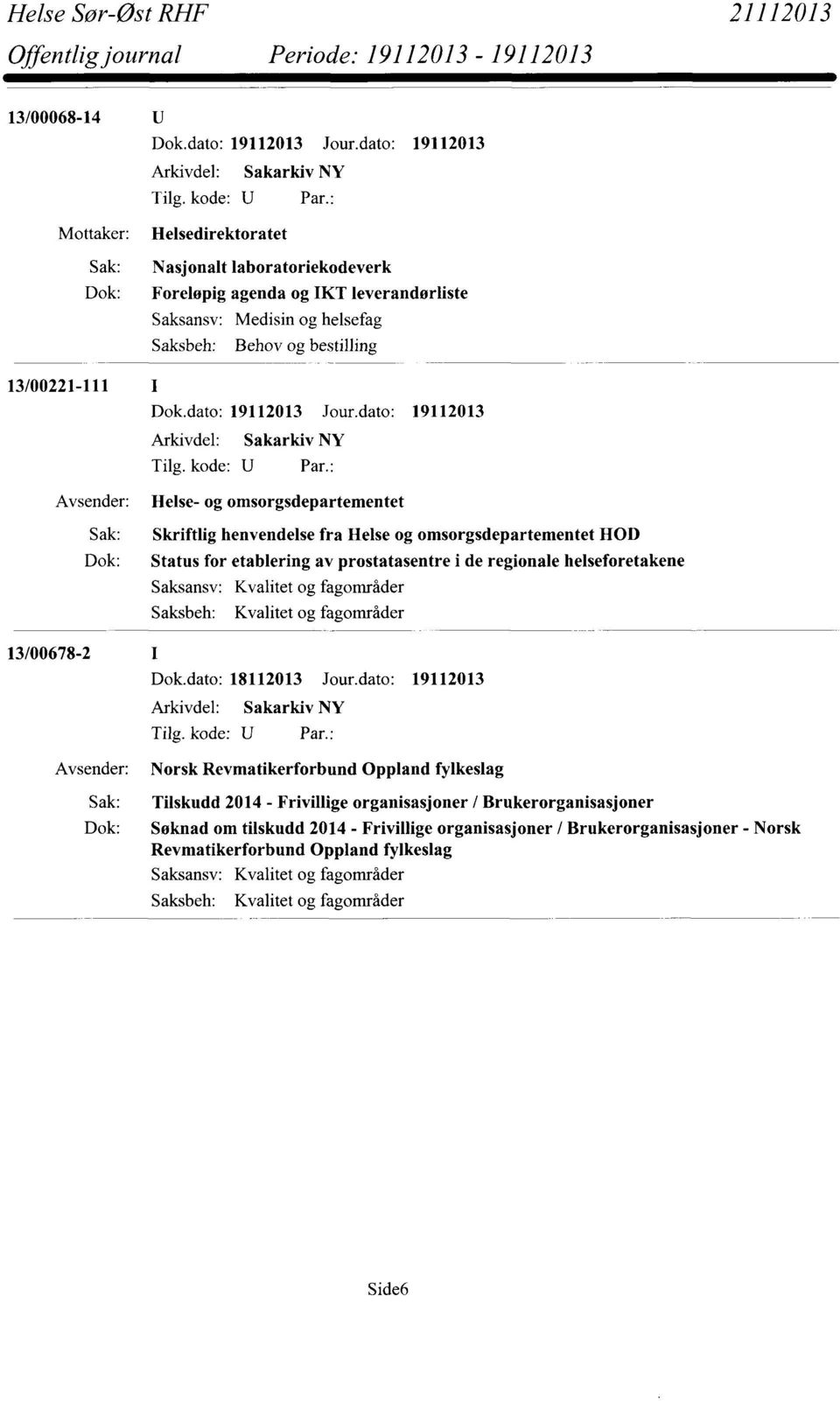 regionale helseforetakene Saksansv: Kvalitet og fagområder Saksbeh: Kvalitet og fagområder Norsk Revmatikerforbund Oppland fylkeslag Sak: Tilskudd 2014 - Frivillige organisasjoner /