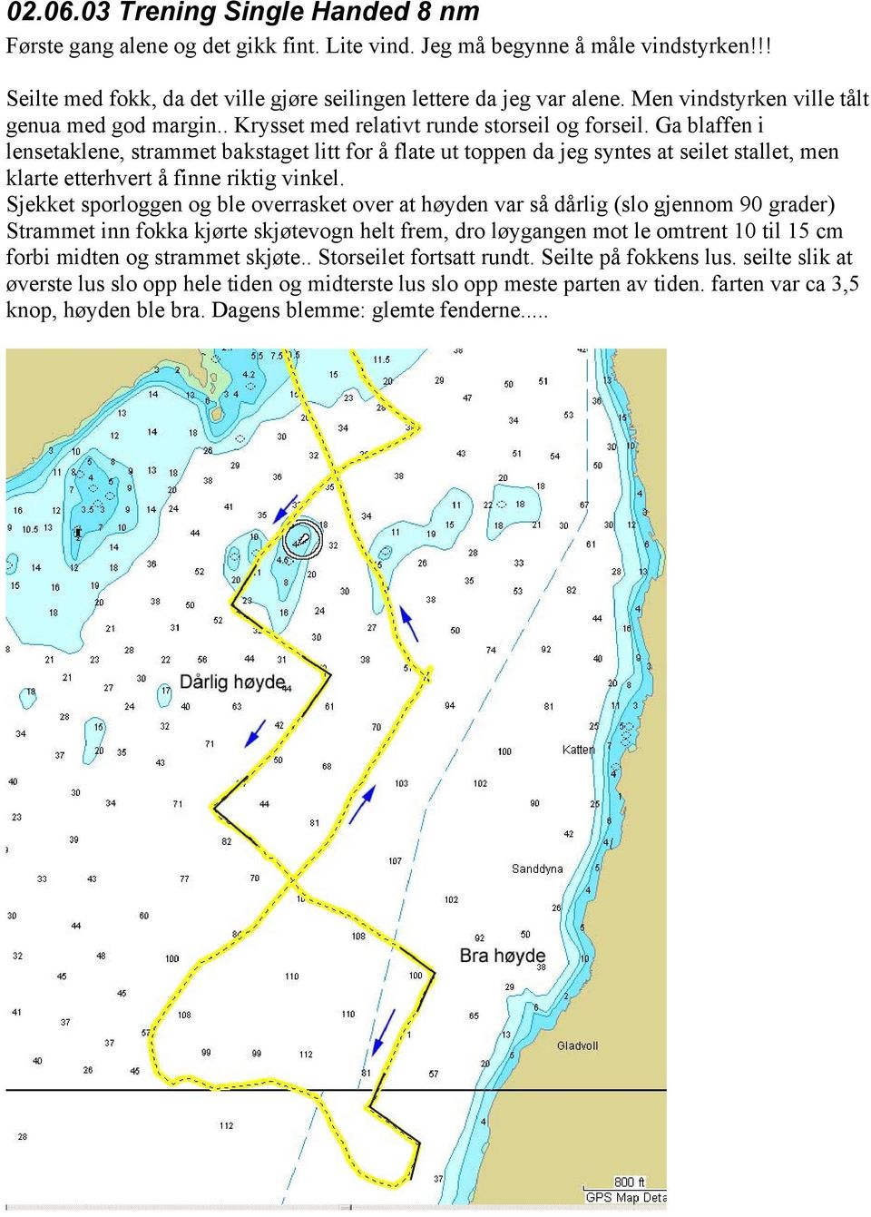 Ga blaffen i lensetaklene, strammet bakstaget litt for å flate ut toppen da jeg syntes at seilet stallet, men klarte etterhvert å finne riktig vinkel.