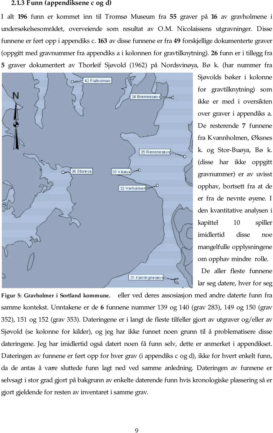 26 funn er i tillegg fra 5 graver dokumentert av Thorleif Sjøvold (1962) på Nordsvinøya, Bø k.