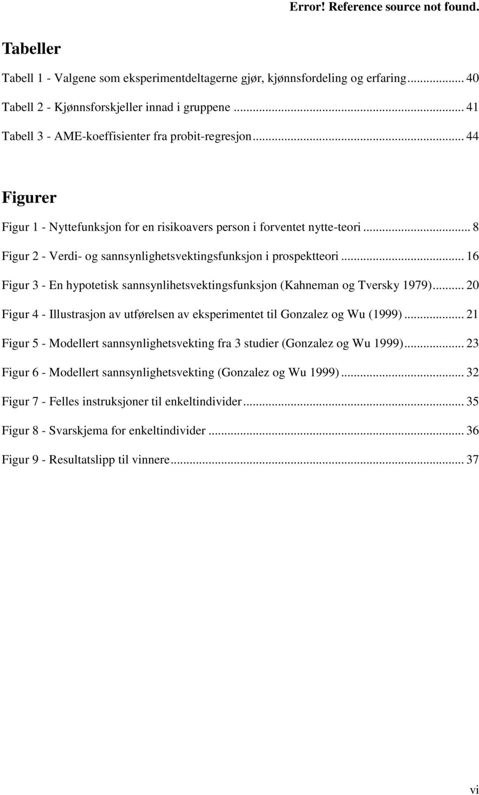 .. 8 Figur 2 - Verdi- og sannsynlighetsvektingsfunksjon i prospektteori... 16 Figur 3 - En hypotetisk sannsynlihetsvektingsfunksjon (Kahneman og Tversky 1979).