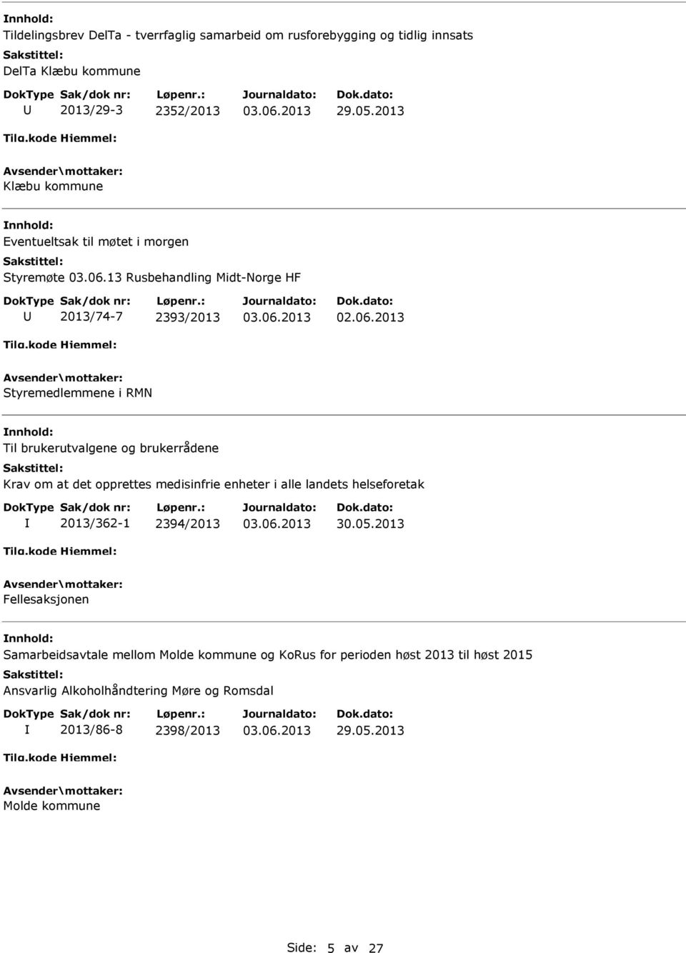 13 Rusbehandling Midt-Norge HF 2013/74-7 2393/2013 03.06.