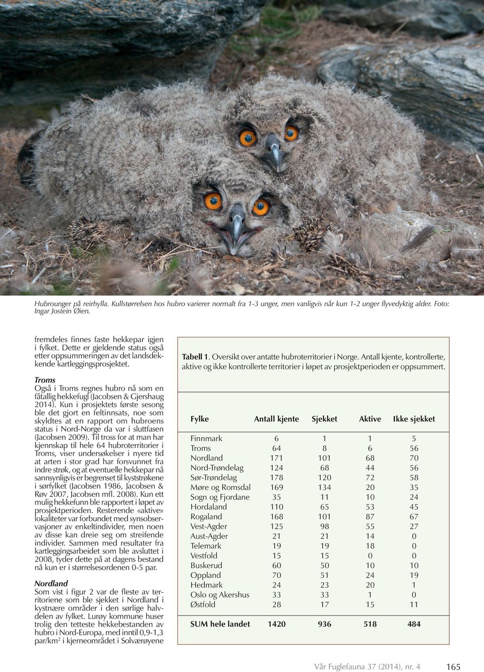 Troms Også i Troms regnes hubro nå som en fåtallig hekkefugl (Jacobsen & Gjershaug 2014).