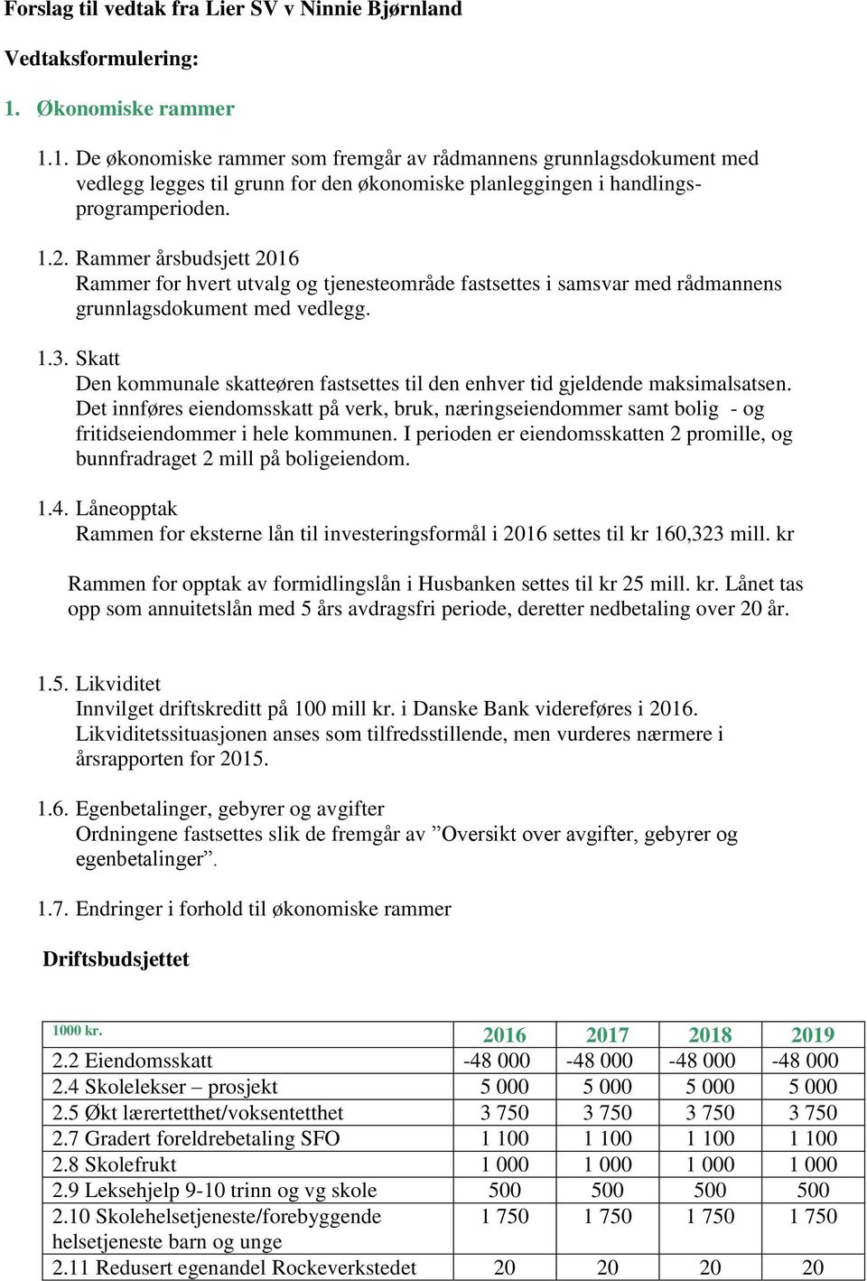 Rammer årsbudsjett 2016 Rammer for hvert utvalg og tjenesteområde fastsettes i samsvar med rådmannens grunnlagsdokument med vedlegg. 1.3.