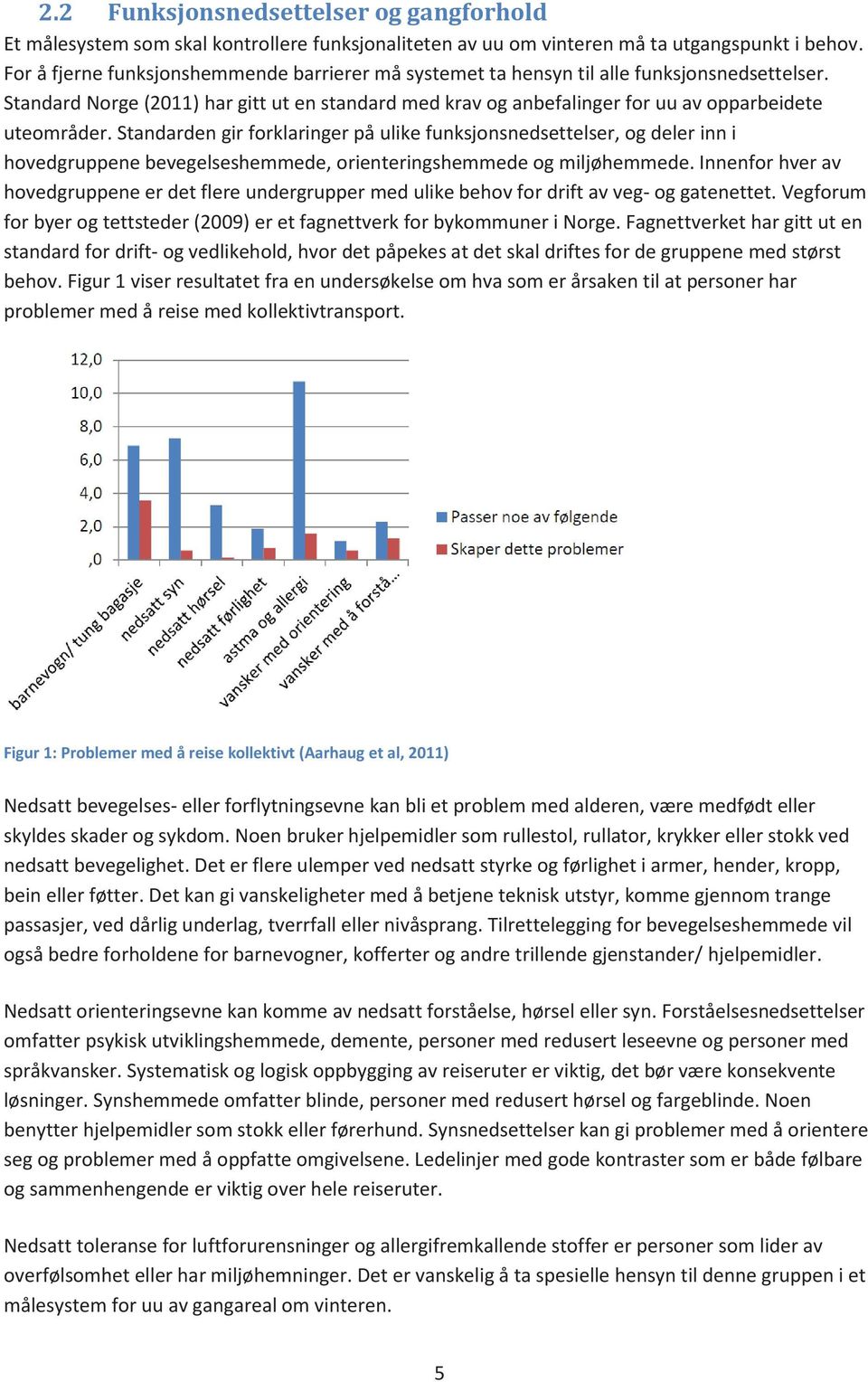 Standarden gir forklaringer på ulike funksjonsnedsettelser, og deler inn i hovedgruppene bevegelseshemmede, orienteringshemmede og miljøhemmede.