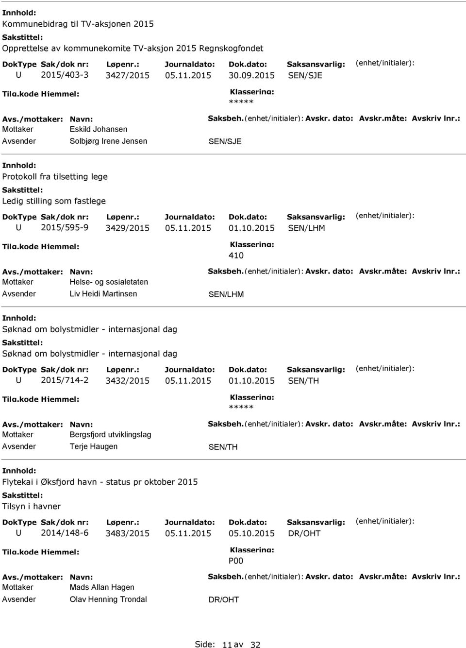 måte: Avskriv lnr.: Mottaker Helse- og sosialetaten Liv Heidi Martinsen Søknad om bolystmidler - internasjonal dag Søknad om bolystmidler - internasjonal dag 2015/714-2 3432/2015 01.10.