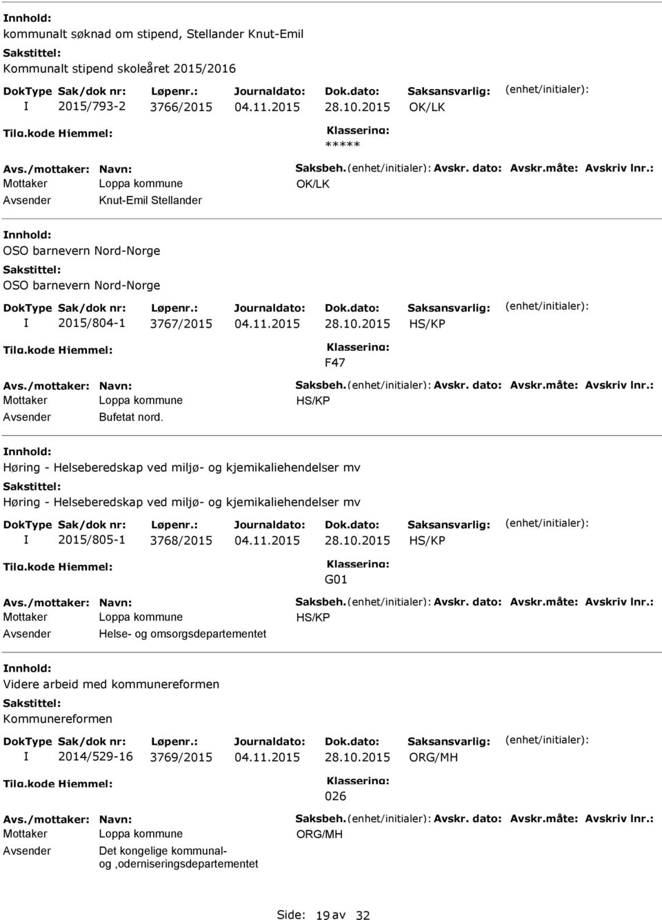 Høring - Helseberedskap ved miljø- og kjemikaliehendelser mv Høring - Helseberedskap ved miljø- og kjemikaliehendelser mv 2015/805-1 3768/2015 28.10.2015 G01 Avs./mottaker: Navn: Saksbeh. Avskr.