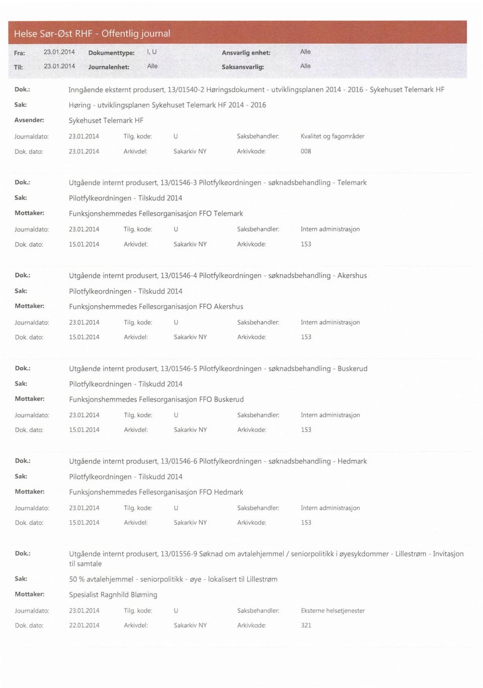 Dok. dato: 23.01.2014 Arkivdel: Sakarkiv NY Arkivkode: 008 Dok.