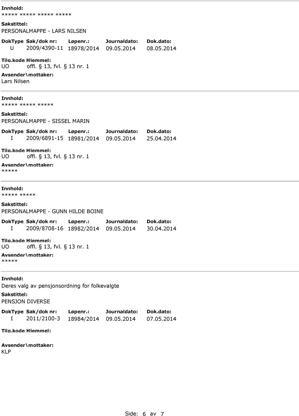 2014 PERSONALMAPPE - GNN HLDE BONE 2009/8708-16 18982/2014 30.04.