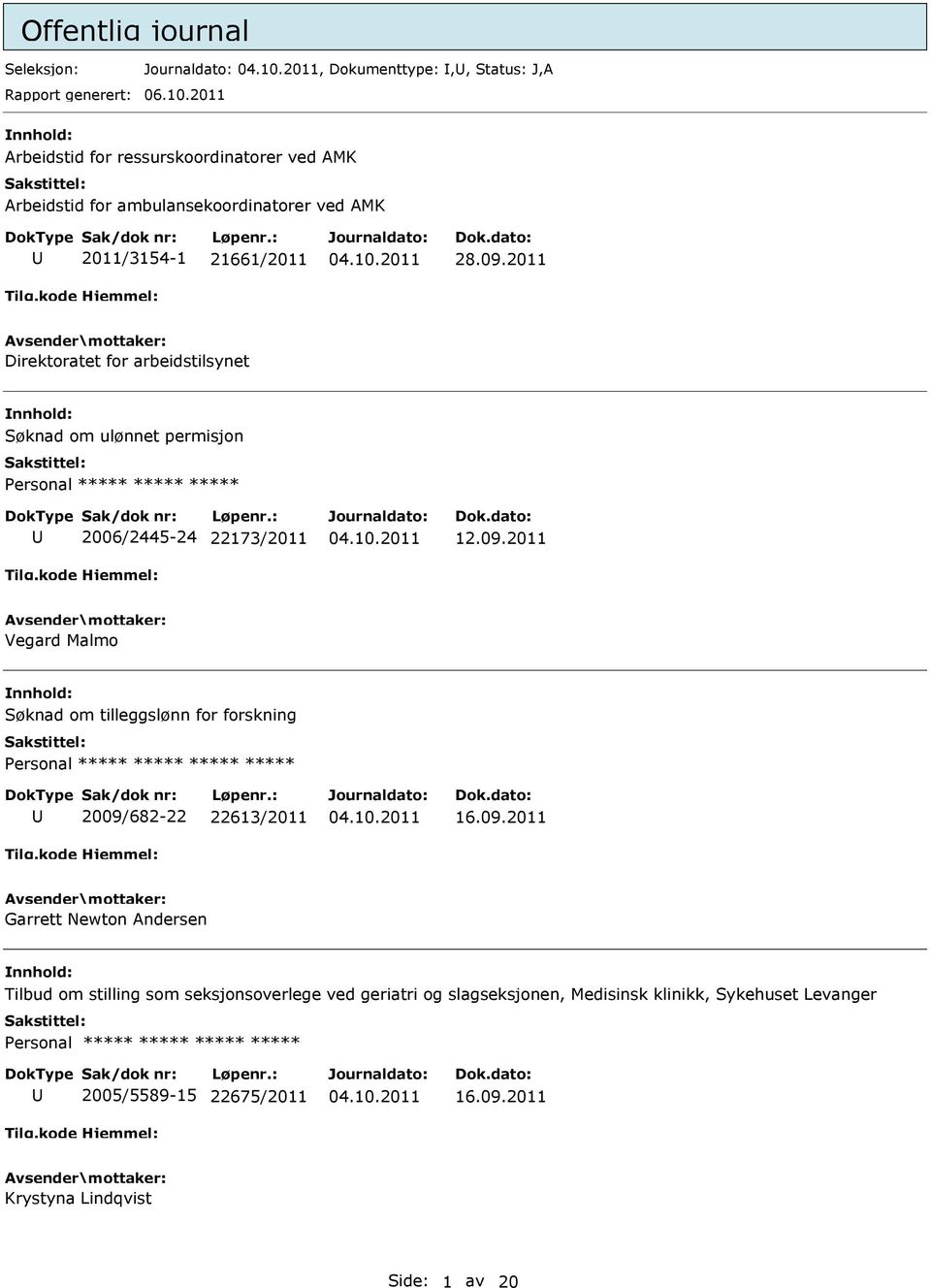 arbeidstilsynet Søknad om ulønnet permisjon 2006/2445-24 22173/2011 12.09.