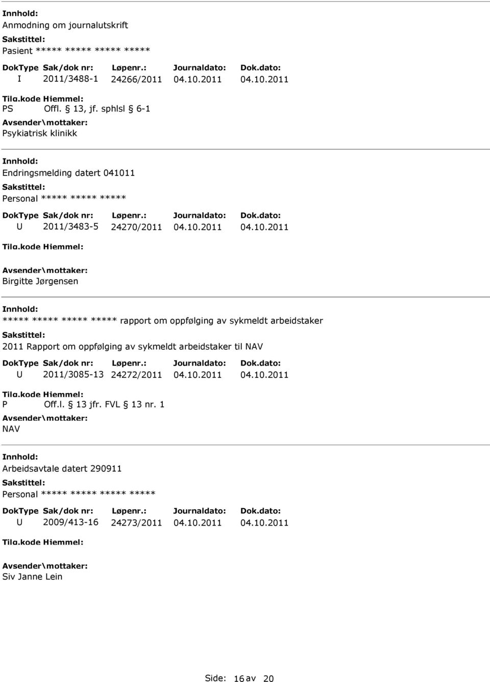 oppfølging av sykmeldt arbeidstaker 2011 Rapport om oppfølging av sykmeldt arbeidstaker til NAV P 2011/3085-13