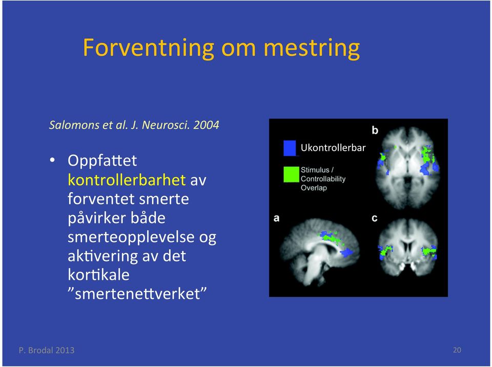 påvirker både smerteopplevelse og ak vering av det