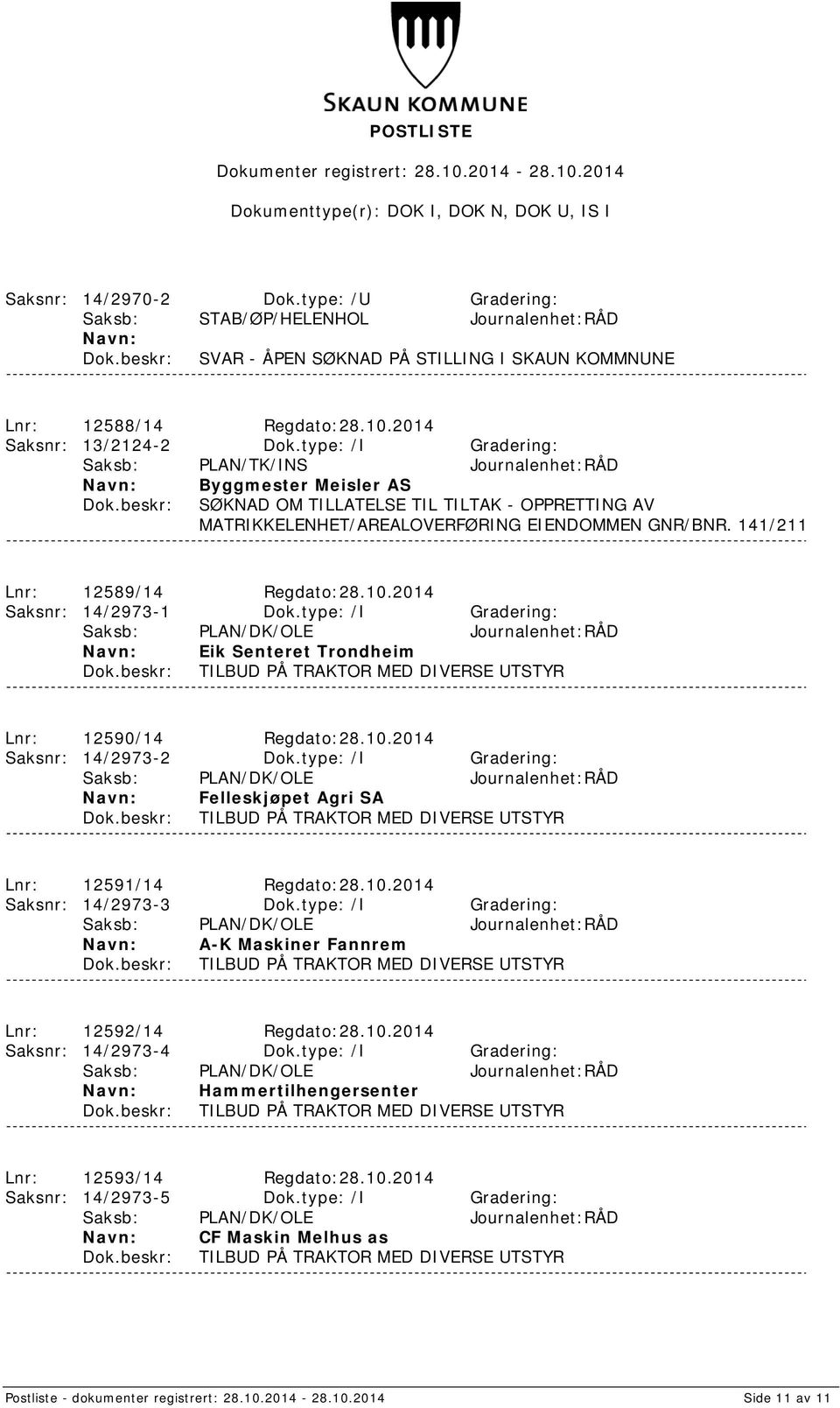 141/211 Lnr: 12589/14 Regdato:28.10.2014 Saksnr: 14/2973-1 Dok.