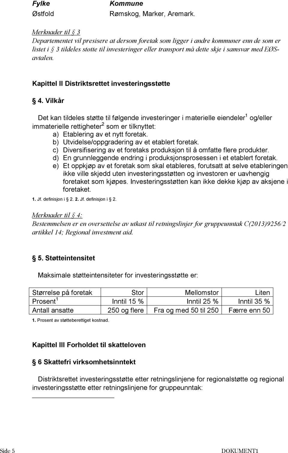 EØSavtalen. Kapittel II Distriktsrettet investeringsstøtte 4.