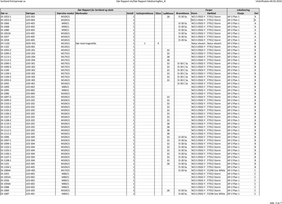 NCS S 0502 Y F7912 Storm AP 2 Plan 1 A DI 1057 LED 405 M10X21 1 EI 30 Sa NCS S 0502 Y F7912 Storm AP 2 Plan 1 A DI 1058 LED 405 M10X21 1 EI 30 Sa NCS S 0502 Y F7912 Storm AP 2 Plan 1 A DY 1102 ADD