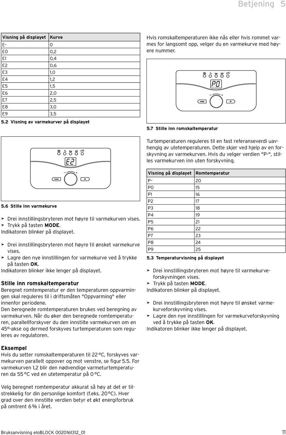 7 Stlle nn romskaltemperatur Turtemperaturen reguleres tl en fast referanseverd uavhengg av utetemperaturen. Dette skjer ved hjelp av en forskyvnng av varmekurven.