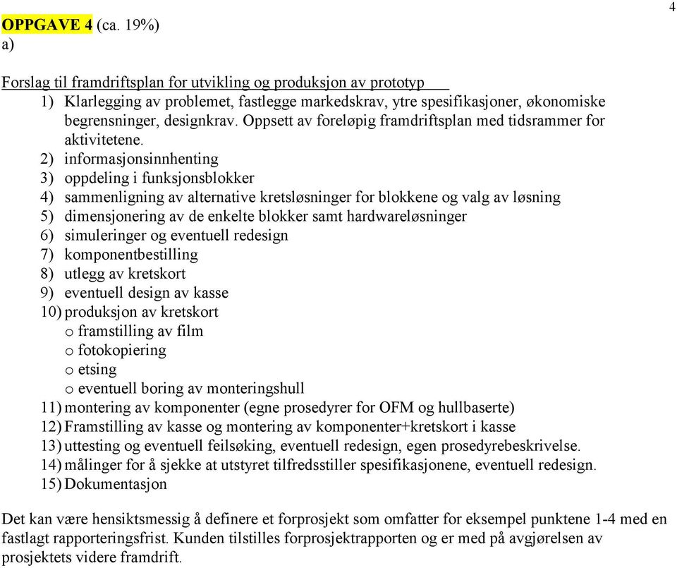 Oppsett av foreløpig framdriftsplan med tidsrammer for aktivitetene.