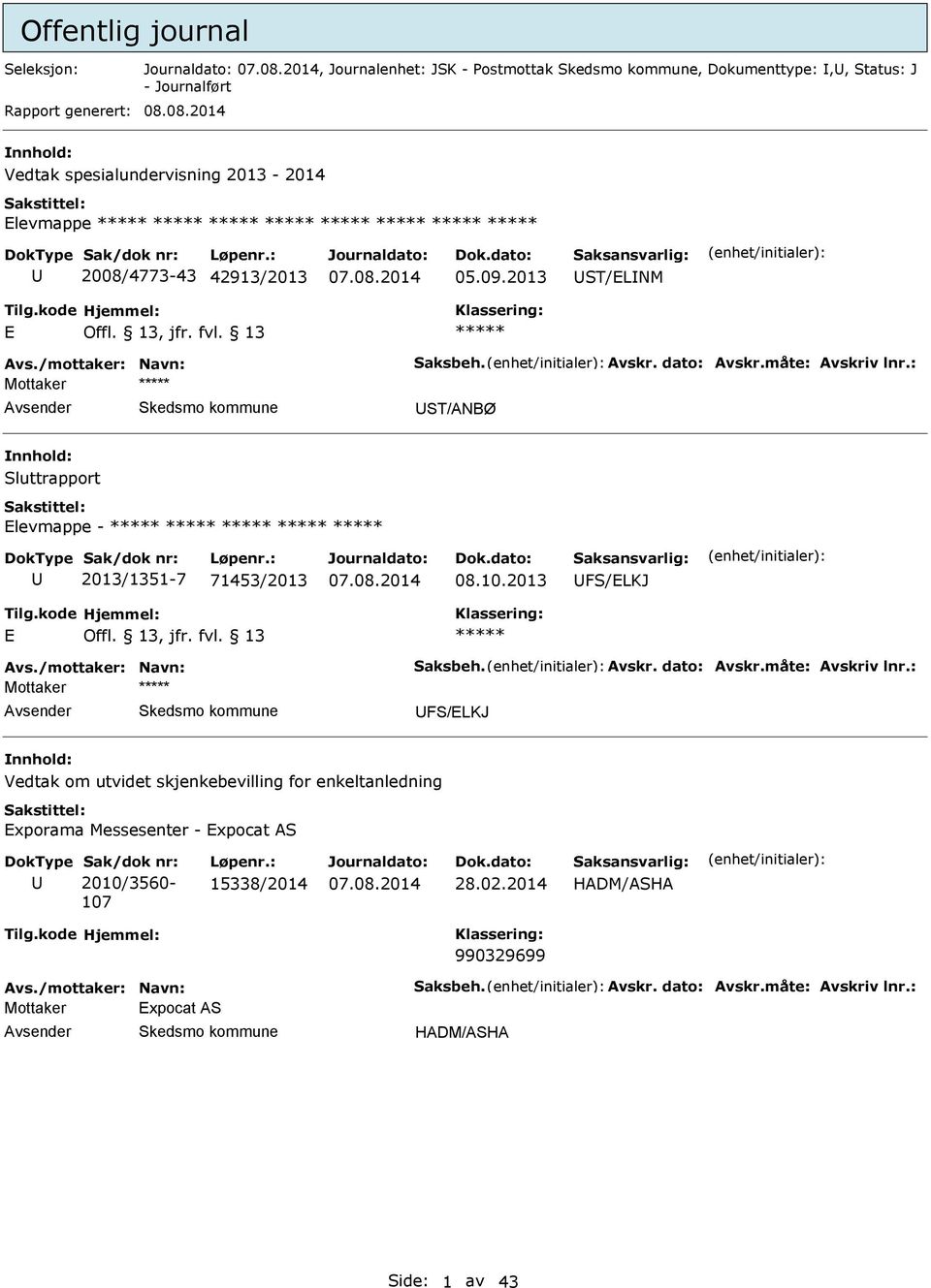 : Mottaker ST/ANBØ Sluttrapport levmappe - 2013/1351-7 71453/2013 08.10.2013 FS/LKJ Avs./mottaker: Navn: Saksbeh. Avskr. dato: Avskr.måte: Avskriv lnr.