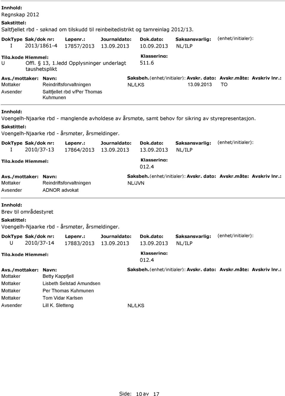 6 NL/LKS TO Saltfjellet rbd v/per Thomas Kuhmunen Voengelh-Njaarke rbd - manglende avholdese av årsmøte, samt behov for sikring av styrepresentasjon.